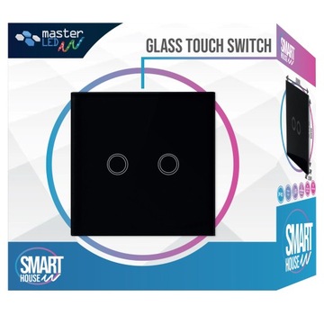 ВЫКЛЮЧАТЕЛЬ СВЕТОДИОДНОГО СВЕТА двойной СТЕКЛЯННЫЙ сенсорный