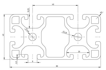 TORRIN Алюминиевый строительный профиль 80х40мм АНОДИРОВАННЫЙ 8040 паз 8 200см