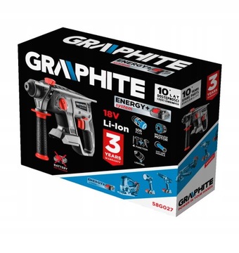 GRAPHITE SDS+ Аккумуляторная ударная дрель 18 В, бесщеточный + аккумулятор + зарядное устройство