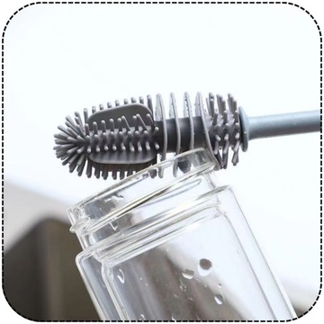 СИЛИКОНОВАЯ ЩЕТКА ДЛЯ МЫТЬЯ СТЕКЛОВ, ФАРФОРОВЫХ БУТЫЛОК, ДЛИННАЯ