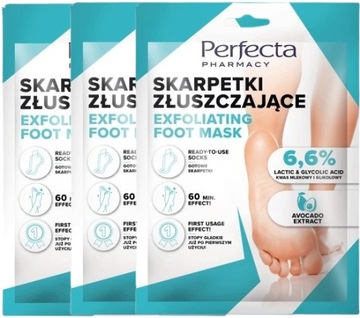 3 x PERFECTA BODY ZŁUSZCZAJĄCE SKARPETKI-ZABIEG Miękka skóra Gliceryna