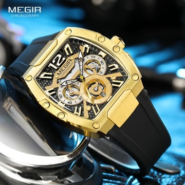 Мужские кварцевые часы MEGIR Fashion Sports, водонепроницаемые