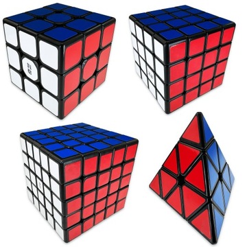 ZESTAW KOSTEK 3X3 + 4X4 + 5X5 + Piramida QiYi ORYGINALNA PROFESJONALNA