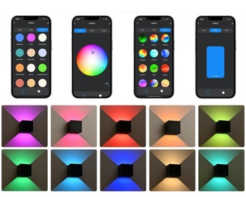 НАСТЕННЫЙ СВЕТИЛЬНИК RGB РЕГУЛИРУЕМЫЙ СВЕТОДИОДНЫЙ НАСТЕННЫЙ СВЕТИЛЬНИК ПРИЛОЖЕНИЕ/ГОЛОСОВОЕ УПРАВЛЕНИЕ