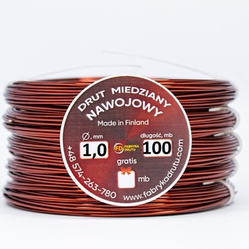 Drut nawojowy miedziany DN2E FD 1mm 100m miedź