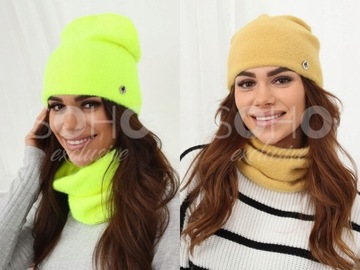 ЖЕНСКИЙ КОМПЛЕКТ ШАПКА-БИНИ ЮБКА ГОЛЬФ БОЛЬШОЙ ТЕПЛЫЙ КОМПЛЕКТ СПОРТ АЛЬПАКА ЦВЕТ