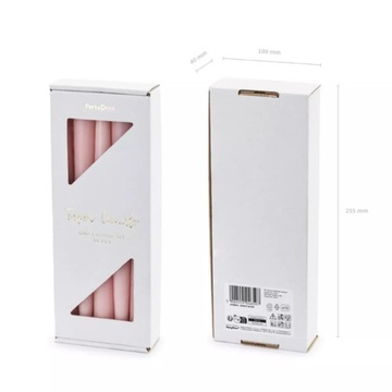 Свечи длинные матовые конические - грязно-розовые 24 см 10 шт.