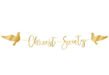 Baner Chrzest Święty złoty napis 150 cm