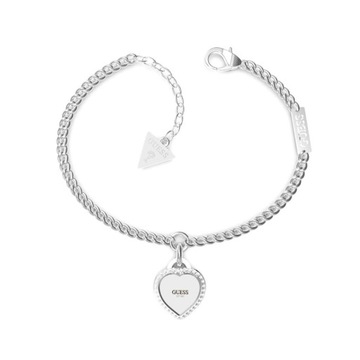 Bransoletka damska Guess Fine Heart Serce Cyrkonie Logo Stal srebrna Roz.S