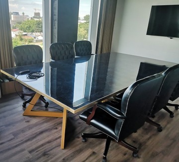 Стол для переговоров Фокстрот 400х150см, кварцевый синтер