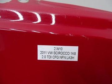 BLATNÍK PRAVÝ PŘEDNÍ LA3H VW SCIROCCO III 1K8 08-14R