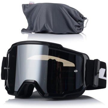 GOGLE MOTOCYKLOWE LS2 CHARGER CZARNE UV LUSTRZANE ANTYPARA SZEROKA RAMKA