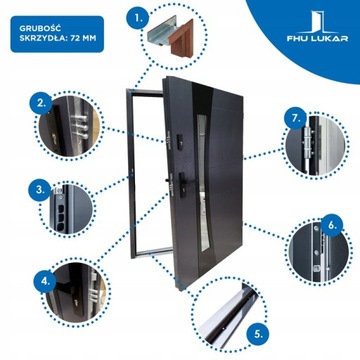 POLSKIE DRZWI ZEWNETRZNE INOX 4ZD5 BLACK 72MM 90CM