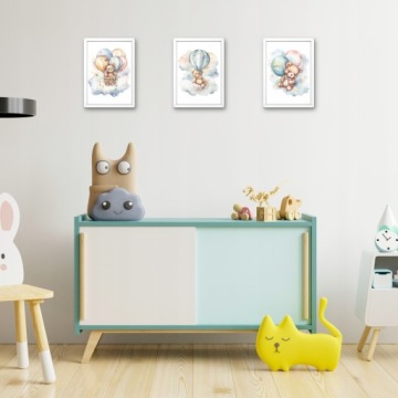 КАРТИНЫ ДЛЯ ДЕТСКИХ КОМНАТ ПОСТЕРЫ A3 ЖИВОТНЫЕ ПЛЮШЕВЫЕ МИШКИ НАБОР ПОСТЕРОВ