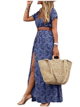 SUKIENKA ELEGANCKA LETNIA DAMSKA MAXI PLAŻOWA BOHO