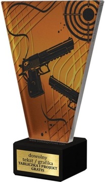 statuetka STRZELECTWO szkło+marmur+grawer 17cm