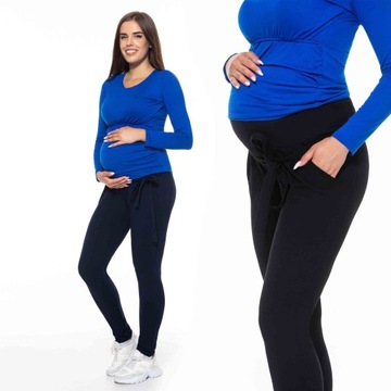 SPODNIE ciążowe dresowe LENA kokarda- XL granat dr