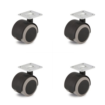 ZESTAW 4 SZT KÓŁKA KOŁA GUMOWE OBROTOWE FI 40 MM