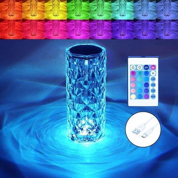 СВЕТОДИОДНАЯ СЕНСОРНАЯ ЛАМПА CRYSTAL DIAMOND RGB + ПУЛЬТ ДУ USB