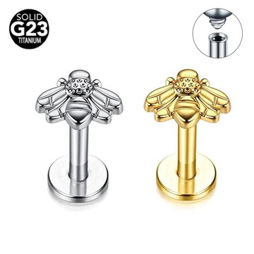 Пирсинг Labret de Puma de Abeja De Serpiente de Titanio G23, Pendiente