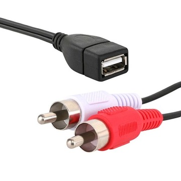 1,5 m kabel audio-wideo z wtykiem USB A żeńskim i 2 wtykami RCA męskimi