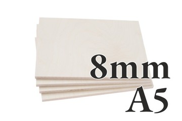 4x Sklejka Brzozowa - 8mm - A5 210x148 - Onlywood