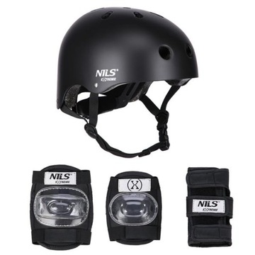 Kask Ochronny regulowany wentylowany 55-58cm + komplet ochraniaczy ZESTAW M