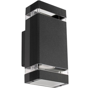 LAMPA OGRODOWA KINKIET ELEWACYJNY GÓRA DÓŁ 2XGU10 IP44 ALUMINIUM CZARNY
