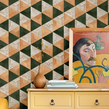 TAPETA DREWNO MOZAIKA VINTAGE GEOMETRYCZNA 5673al