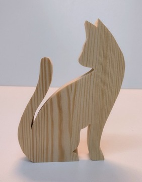 Деревянный кот, котенок котёнок, деревянная 3D фигурка, 15 см.