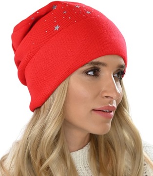 Elegancka Czapka damska beanie perełki KOLORY M4