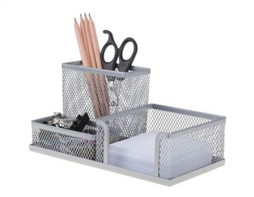 Przybornik siatkowy na biurko srebrny 3A NET