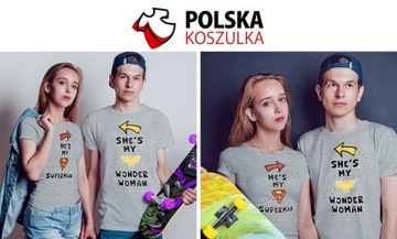 KOSZULKI KOSZULKA T-SHIRT DLA PAR MY SUPERMAN MY WONDER WOMAN JAKOŚĆ