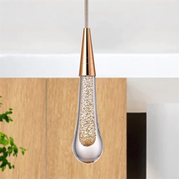 LAMPA WISZACA LED ZYRANDOL KRYSZTALOWY ZŁOTA LOFT 3000K NOWOCZESNA