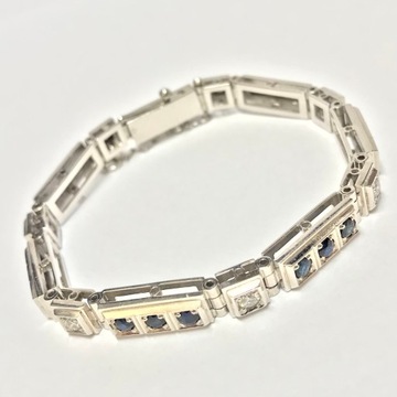 Złota BRANSOLETKA damska 14K SZAFIRY Brylant 1.2ct