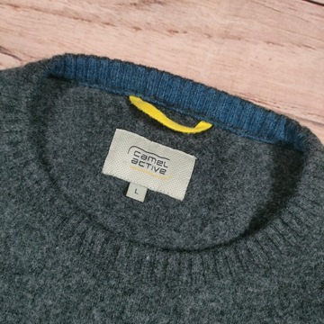 CAMEL ACTIVE Sweter Męski Wełniany Szary r. L (M)