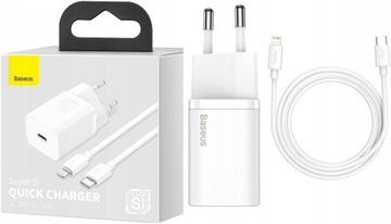 BASEUS ŁADOWARKA DO IPHONE 14 13 12 11 USB-C 20W + KABEL Lightning