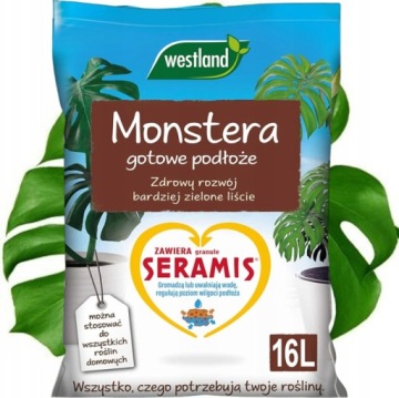 MONSTERA GOTOWE PODŁOŻE ZIEMIA DO MONSTERY NAWÓZ SERAMIS PERLIT 16L