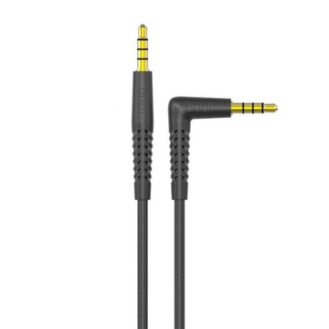Kabel AUX Mini Jack 3.5mm, 4pin, Kątowy, Słuchawki + Mikrofon, 1.2m