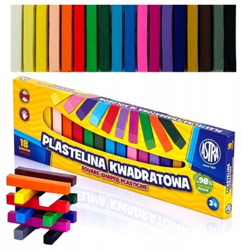 ASTRA PLASTELINA SZKOLNA 18 KOLORÓW KWADRATOWA