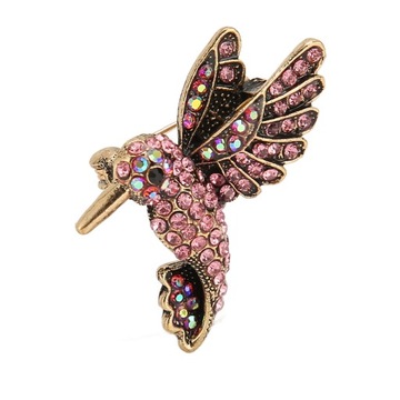 Брошь Птица Украшение Горный Хрусталь Блестящий Ретро