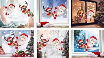 Рождественские наклейки на окна Дед Мороз 50х35см