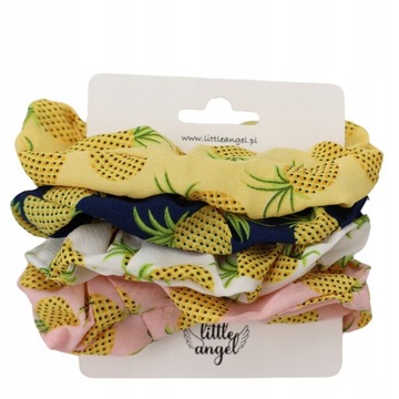 Gumki Scrunchie frotki w ananasy kolorowe 4 szt
