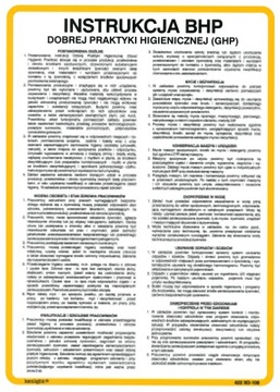 INSTRUKCJA BHP DOBREJ PRAKTYKI HIGIENICZNEJ (GHP) 25x35 CM PCV