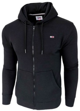 Tommy Jeans Bluza sportowa z kapturem męska czarna BLACK zamek S