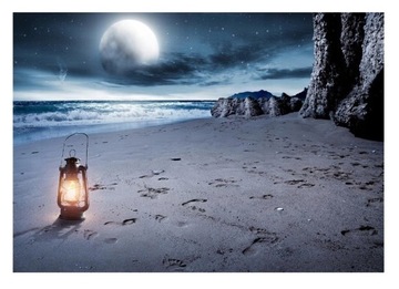 FOTOTAPETA PLAŻA MORZE 3D NIEBO NOCĄ KSIĘŻYC NATURA TAPETA 368x254