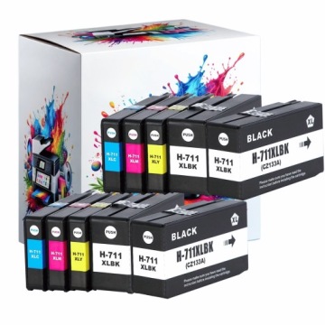 10x Náplně Do Tiskárny Hp 711 XL Designjet T120 T525 T530 T520 CZ133A Komplet