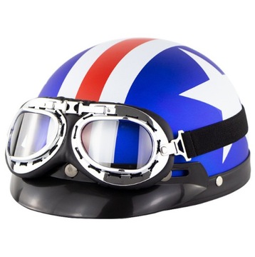 AG221D KASK MOTOCYKLOWY HEŁM RETRO GOGLE CZARNY