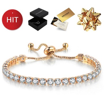 ZŁOTA BRANSOLETKA DAMSKA Z KRYSZTAŁAMI SWAROVSKI 585 NA PREZENT DLA ŻONY