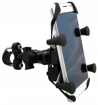 UCHWYT MOTOCYKLOWY NA TELEFON NAWIGACJĘ USB 2A